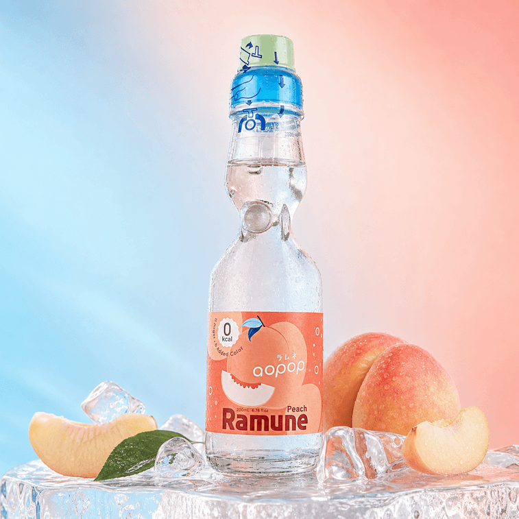 Ramune Marble Soda, Yuzu Flavor+Lychee Flavor+Peach Flavor, 6.76 fl oz*6【3 Flavors 6 Combo Packs】【0 Sugar 0 Fat】 6