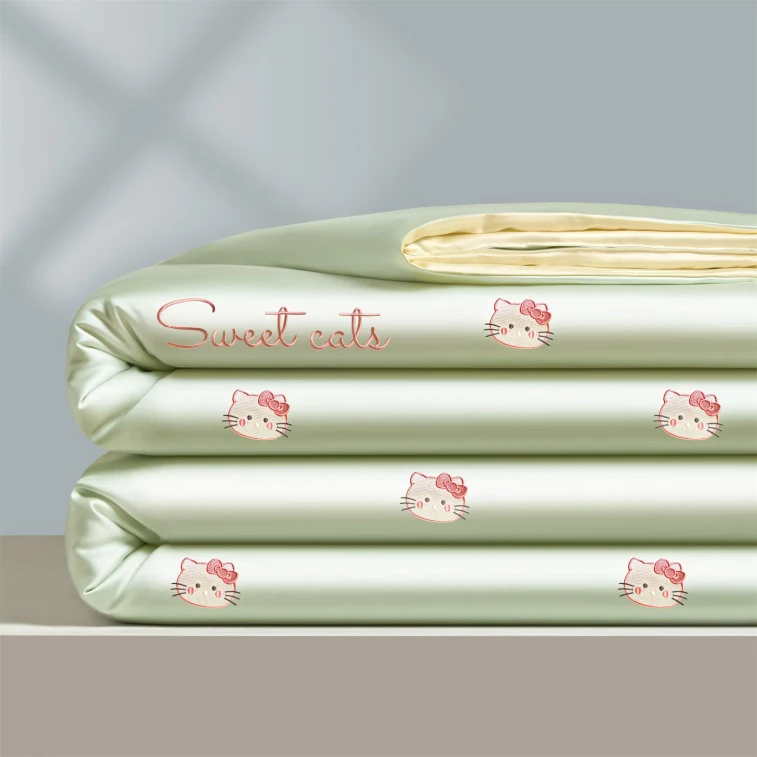 【Hong Kong Direct Mail】 Japanese SANRIO Hello Kitty Fruity Fragrance + Milk Yellow Ice Silk Summer Quilt Four-piece Set 150*200cm Comfortable Breathable Washes Well Without Clumping 5