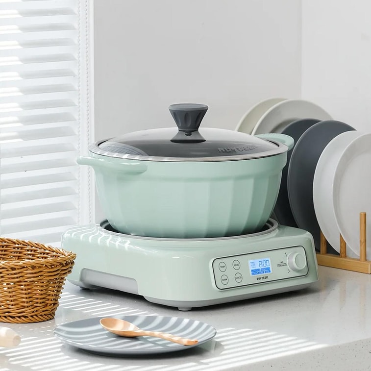 BUYDEEM Cast Aluminum Non-Stick Stockpot 4.7QT, 10.2 inch, Cozy Greenish 9