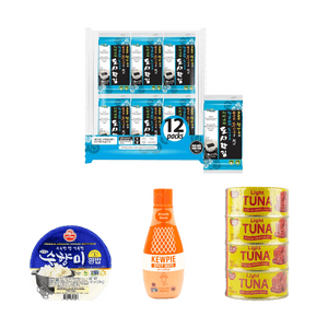조미 구운 김 스낵+매콤한 고추장 참치 통조림+프리미엄 향긋한 즉석밥+스리라차 맛 매콤 마요네 튜브 딥 & 스프레드, 44.09 oz+12.01 fl oz【4종 세트】