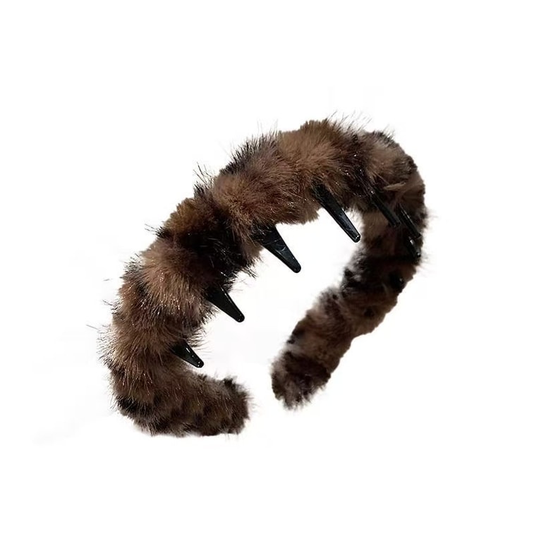 One Korean-style trendy leopard print hairband and hair clip in coffee color 6