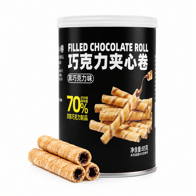 초콜릿 필드 웨이퍼 롤 다크 초콜릿 맛 85g/3oz 바삭한 웨이퍼 롤 진한 초콜릿 필링