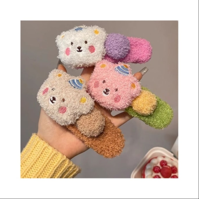 A1 中国 ドーパミン かわいい スイート ラージ ヘアクリップ (3色、3個) 漫画のクマ 後頭部 ぬいぐるみ アヒルのくちばし ヘアクリップ ヘッドウェア