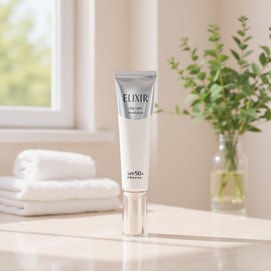 日本ELIXIR怡丽丝尔 银管纯肌净白防护精华乳 美白防晒隔离 SPF50+ PA++++ 35ml 新旧包装随机发货