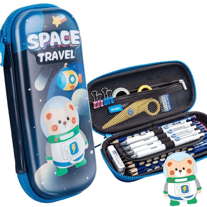 【中國直郵】 晨光文具 晨光 筆袋ins日系高顏值大容量文具盒 星際太空熊230*110mm