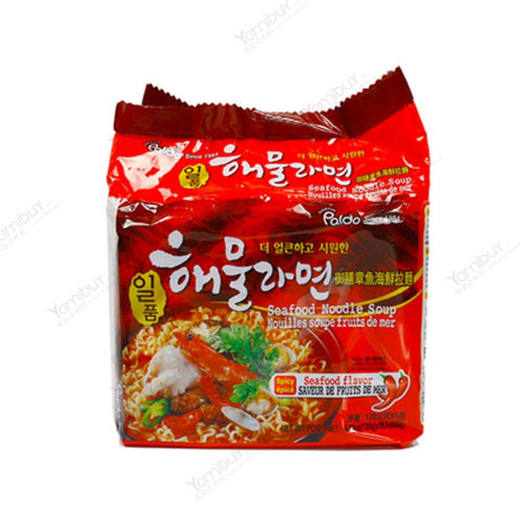シーフードスープ入りインスタントラーメン、シーフード風味、4.23オンス×5パック 7