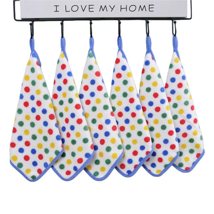 하이란싱 도트 무늬 소형 사각 타월 25*25cm 주방 청소용 행주, 얼룩 방지, 강력한 얼룩 제거, 6개 세트로 집안 전체 청소 필요 해결