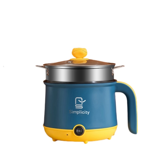 Electric Multipurpose Mini Shabu Shabu Hot Pot With Steamer Blue 1.8L