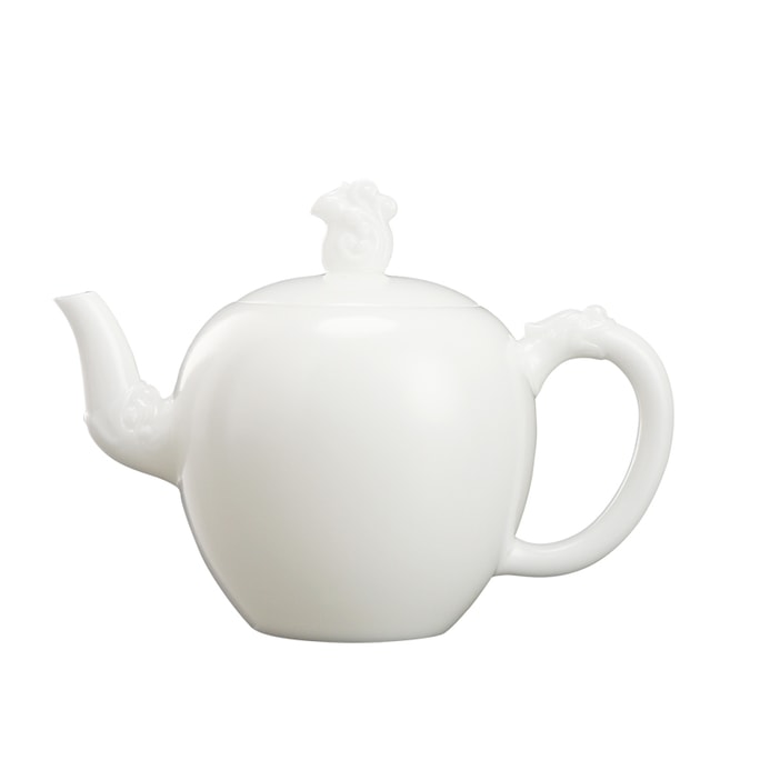 Master Wang Cunxu's Pure Handmade Teapot Sheep Fat Jade Porcelain White Porcelain Lucky Mouse Beauty Teapot Unisex Kun
