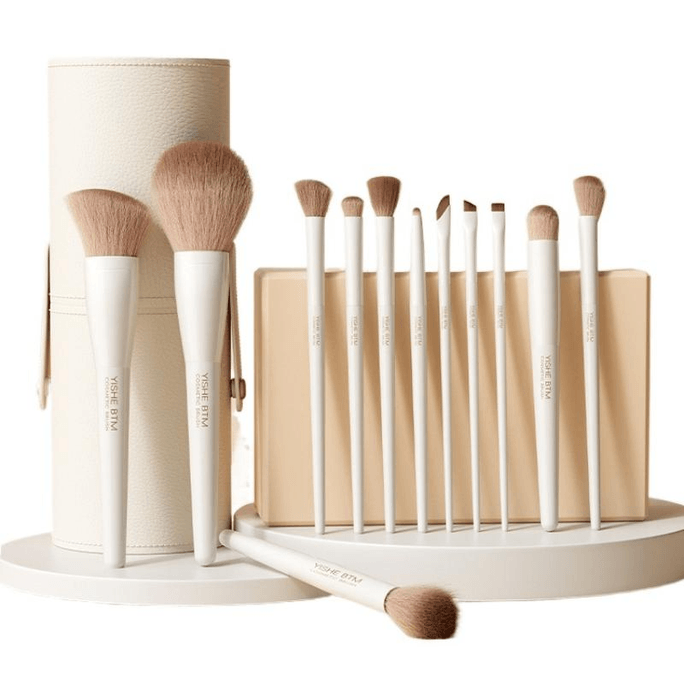 Makeup Brush Set Cloud Porcelain White 12 Pieces In 20*6cm*1 Bucket