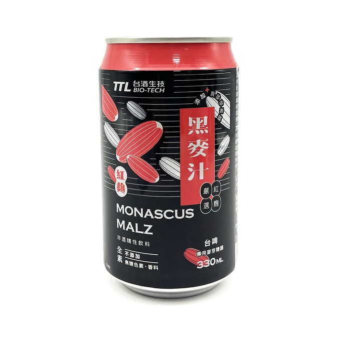 [대만 직통] 대만산 와인 붉은 효모 호밀 주스 (저당, 진한 맛) 330ml (5캔 한정)
