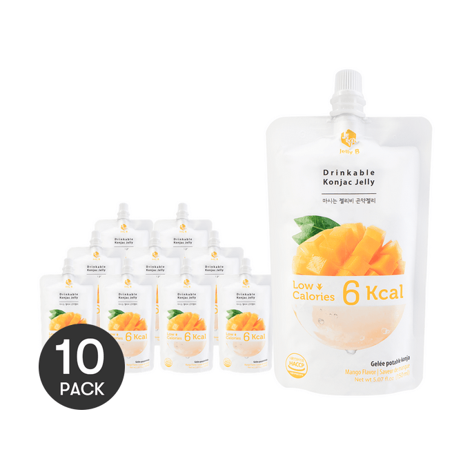 Low-Sugar Low-Calorie Konjac Jelly, Mango Flavor 5.07 fl oz x 10 Packs