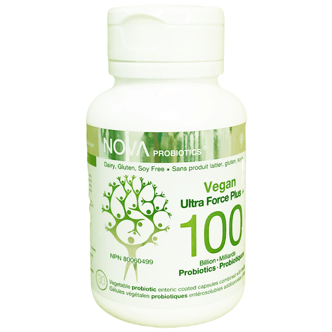 NOVA PROBIOTICS Vegan Ultra Strength Plus+  100 Billion Probiotics per Capsule-30 VCaps
