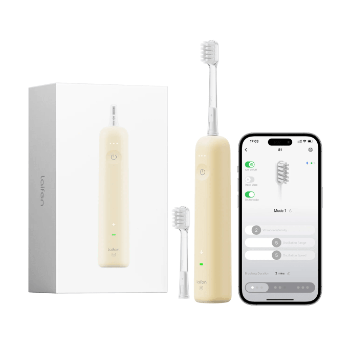 Wave Special Electric Toothbrush for Adults – 2025 Version App Control 2 Brush Heads Waterproof Gift for Couples (Matte Yellow)