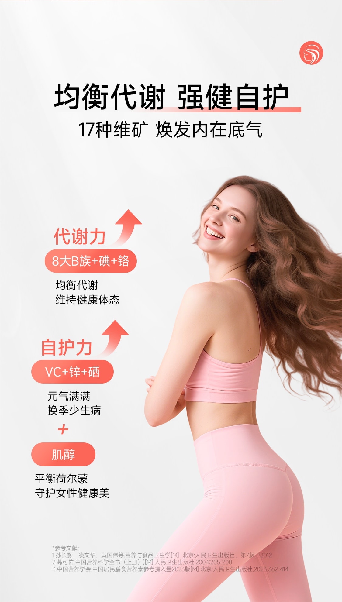 【中国直邮】 亚美唯他 女性复合维生素养发软糖女士多维叶酸护掉头发进口生物素60粒/瓶