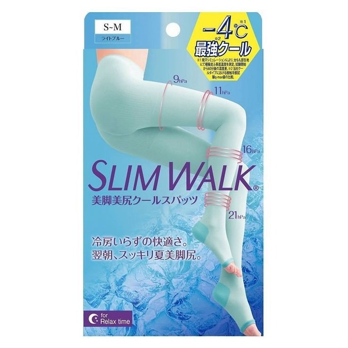 日本 SLIMWALK 強壓力長筒涼感美腿纖瘦腿塑形襪 加長包臀款 S-M 1pc