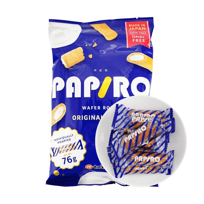 日本七尾製菓  PAPIRO 原味奶油夹心威化卷 76g