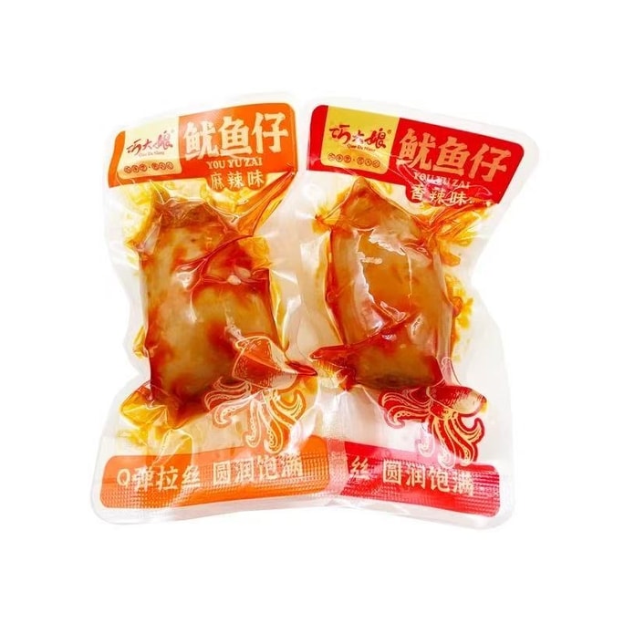 Qiao Niang Squid Snack, Spicy Flavor, Chewy Baby Cuttlefish, Delicious and Satisfying, Ready-to-Eat Seafood Snack, 30g*7 Packs