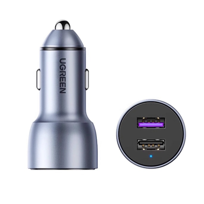 [중국 직배송] UGREEN 차량용 충전기 (iPhone 8-15 전 모델/안드로이드폰 호환) - 최대 34.5W 출력의 듀얼 USB 고속 충전 어댑터.