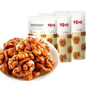 百草味 【3袋 300g 最新賞味期限】ハニーアンバーくるみ 美味しくて飽きない、歯にくっつかない、即食ドライフルーツ、ヘルシーナッツスナック、ハニーくるみスナック、山くるみ仁、厳選された雲南くるみ