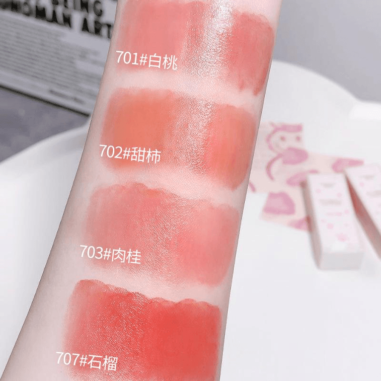  雅琪諾 水光清透霧面口紅補水保濕滋潤易上色不易沾杯唇膏#701白桃1支 3