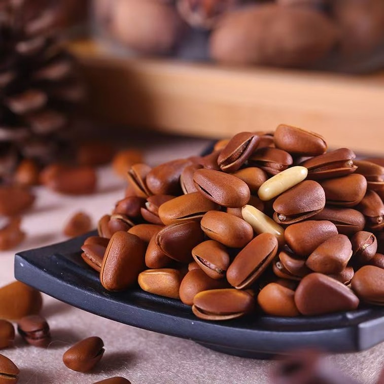 【中國直郵】 老街口 東北松子零食堅果乾果新貨大顆粒手剝開口紅松120g*1包 5