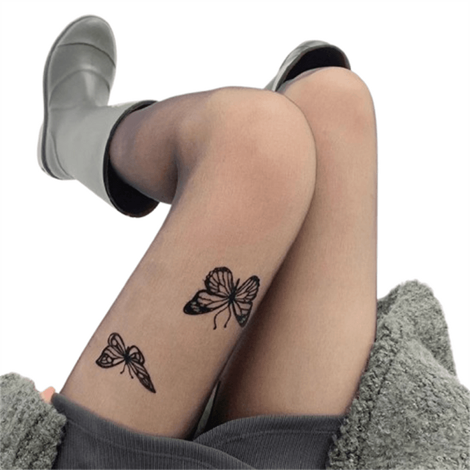 Black Butterfly Print Stockings 1 pair Summer Ultra-thin Slimming Net Celebrity Black Silk Pure Desire Beautiful Legs Bo