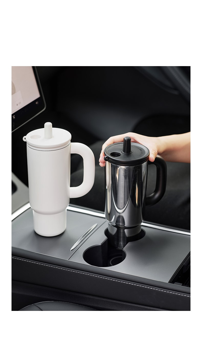 OLAYKS 【Modèle de Hou Minghao】 Thermos de voiture, grande capacité, avec paille 【Doublure en acier inoxydable 316, anti-fuite, isolation thermique】 Tasse à poignée haute esthétique, pour le travail et les déplacements, 680 ml