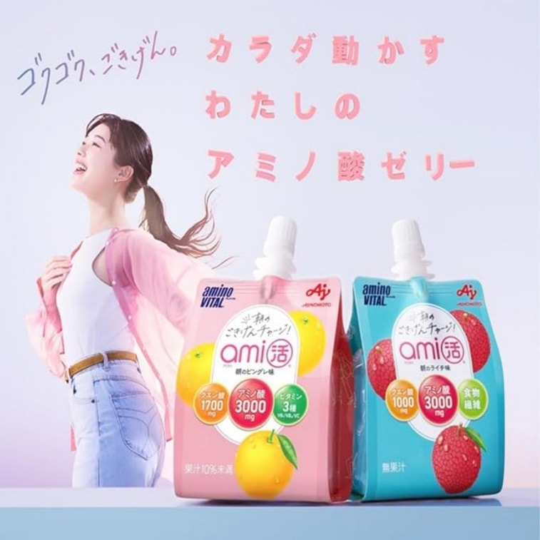 日本 AJINOMOTO Amino Vital ami活 便携可吸式 朝食荔枝味果冻180g 3