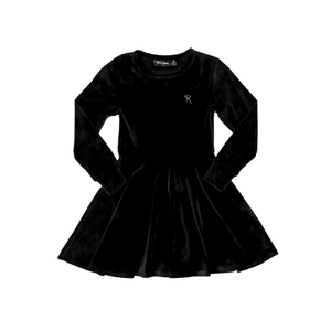 MOM LOVES ME Rock Baby - ヴェルヴェット・アンダーグラウンド ロングスリーブ ウエストドレス ブラック 1858-6