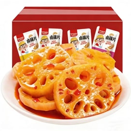Spicy marinated lotus root slices snack, leisure snack, office treat, ready-to-eat 12g*10 packs