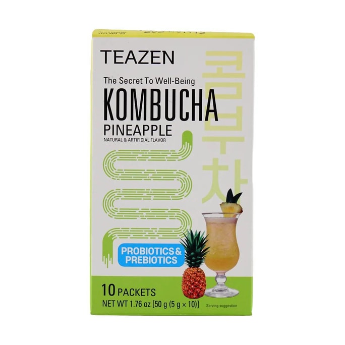 【BTS Favorite】Pineapple Kombucha Drink Mix - Probiotic Health Beverage, 10 Packets* 0.17oz