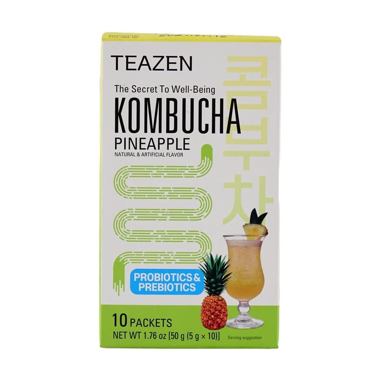 Teazen 【BTS Favorite】パイナップル コンブチャ ドリンク ミックス - プロバイオティクス健康飲料、10 袋* 0.17 オンス  - Yami