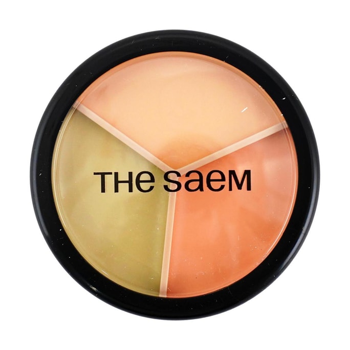 韩国THE SAEM得鲜 三色遮瑕膏 完美遮瑕三效盘遮瑕膏 #03 Correct Up Beige 修红 遮痘痘斑点黑眼圈 13~21号色推荐