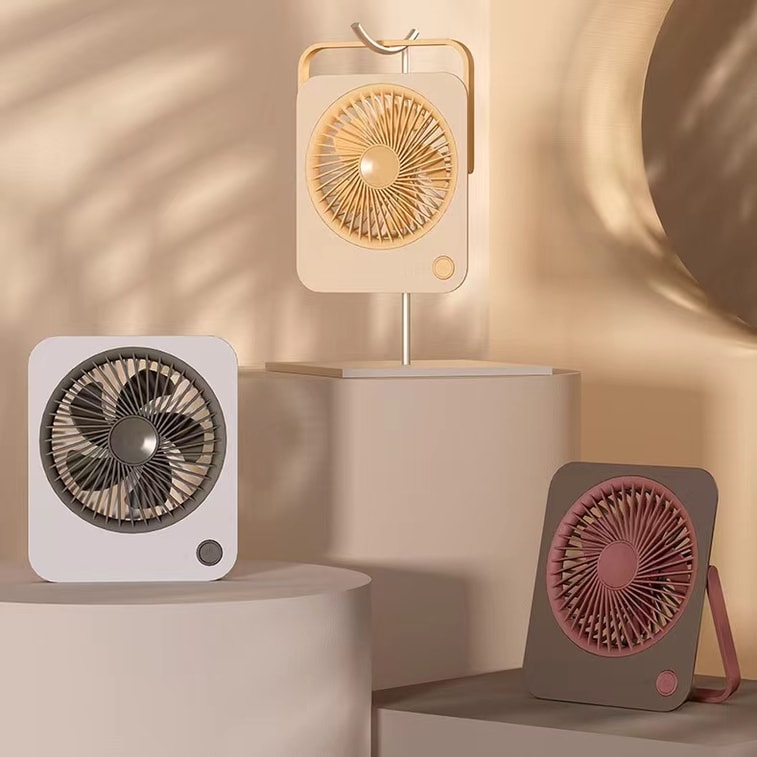 中国DeQian德前 超薄迷你桌面风扇便携折叠充电小风扇 浅棕色 1件 4