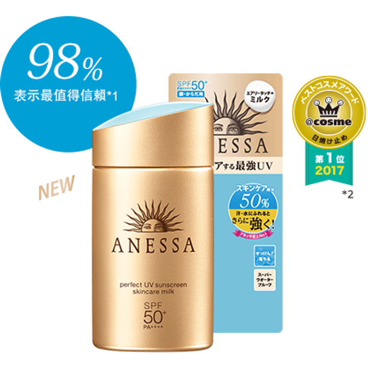 ANESSA Perfect UV Sunscreen Skincare Milk SPF50+ PA++++ 60ml - Yami