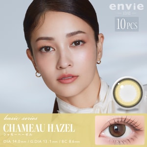 [일본 직통] ENVIE 원데이 일회용 컬러 콘택트렌즈 CHAMEAUHAZEL 앰버 헤이즐넛(브라운) 10매 처방 0 (0.00)