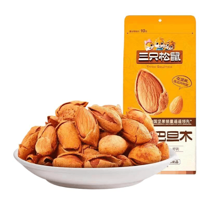 三隻松鼠 手剝巴旦木堅果帶殼果子健康炒貨年貨零食120g*1袋