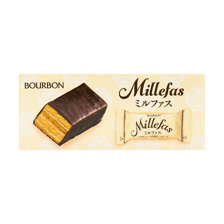 日本BOURBON波路梦 法式千层酥 巧克力威化 榛子奶油味 87g 10