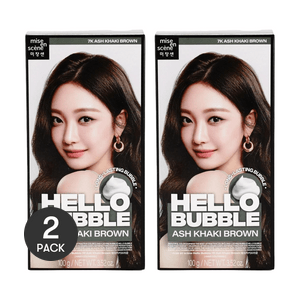 ハローバブルヘアダイ、簡単ヘアカラー、3.52オンス×2個 #7K アッシュカーキブラウン【バリューパック】