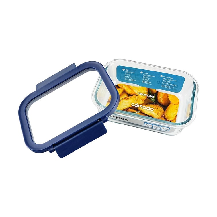 Rectangular Glass Lunch Box Heat Resistant Airtight Leakproof Bento Box 600ml 3