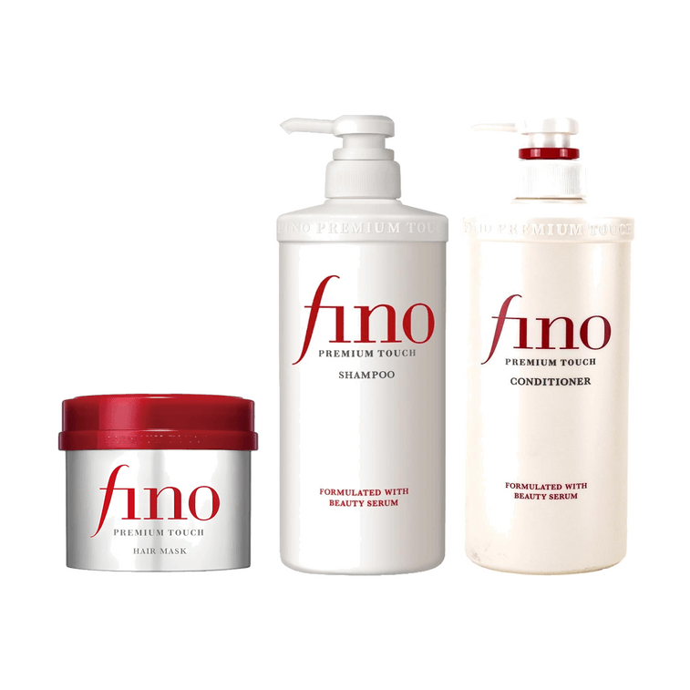 Fino Shampoo, 16.9 fl oz | Conditioner 16.9 fl oz | Hair mask 8.11 oz - for Damaged Care Deeply Nourish【Value Pack】 3