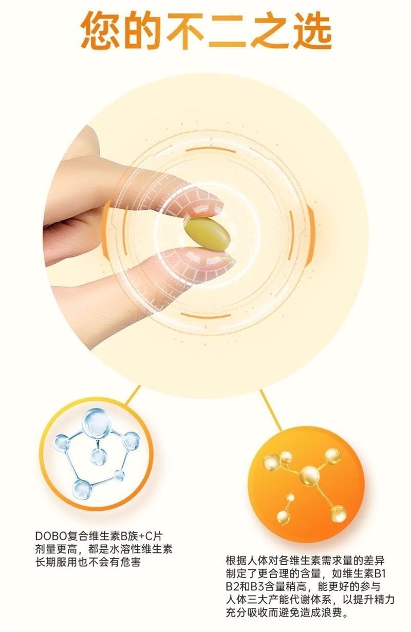 【中国直邮】 英国 DOBO 多种复合维生素B+维生素C族片 新陈代谢增强女男专用免疫力 60粒/瓶