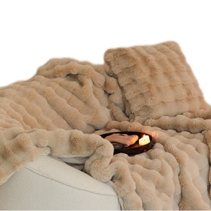 【中国直邮】Lullabuy毯子 托斯卡纳仿皮草毛毯 棕色100x160cm