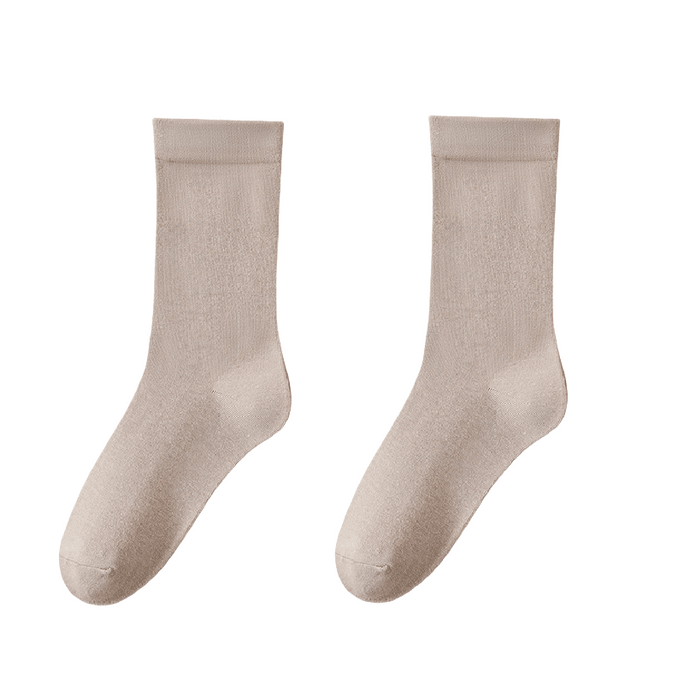 Boneless Pile Socks Breathable Pure Cotton Mid Tube Socks Khaki One Size 2 Pairs