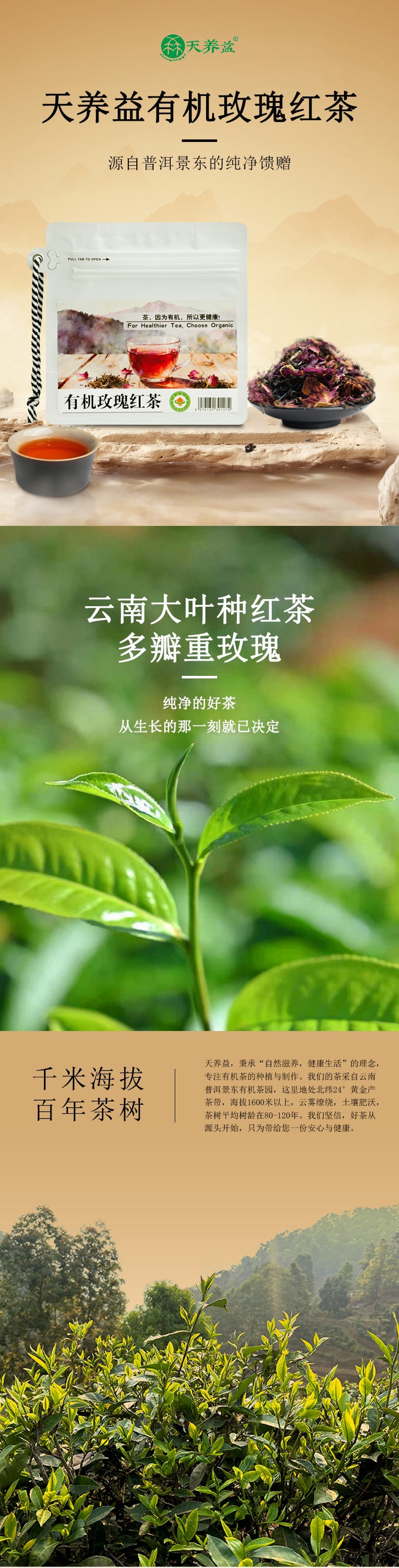 天養益 玫瑰紅茶 中國有機認證 美容養顏 暖宮 花果香 自飲 送禮散茶 20g