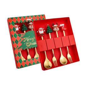【中国直邮】 礼品工坊 圣诞节礼物勺叉套装勺叉套装礼盒14.8*18.2cm*1件
