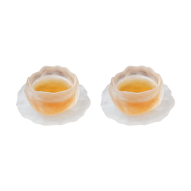 Matte Glass Tea Cup with Saucer, 50ml Set of 2