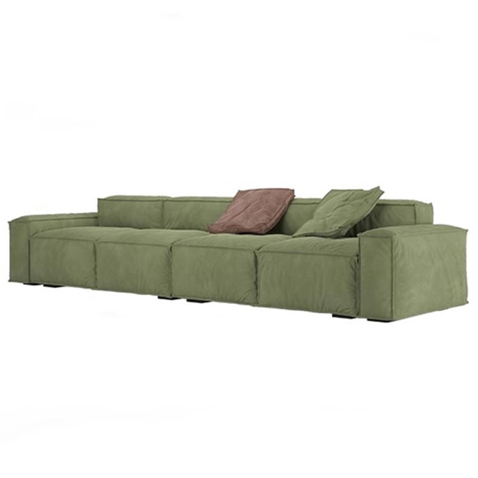 [Ready stock in the United States] LUXMOD tofu block sofa green frosted velvet three-seat