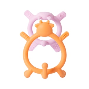  Silicone Teether for sipping  Pink Rabbit 3M+ & Orange Deer 6M+